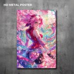 Sakura Haruno custom metal print featuring vibrant Naruto anime artwork
