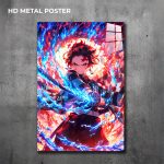 Tanjiro Kamado custom metal print featuring vibrant Demon Slayer anime artwork