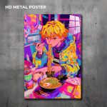 Zenitsu Agatsuma custom metal print featuring vibrant Demon Slayer anime artwork