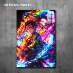 Tanjiro and Nezuko custom metal print with vibrant Demon Slayer artwork