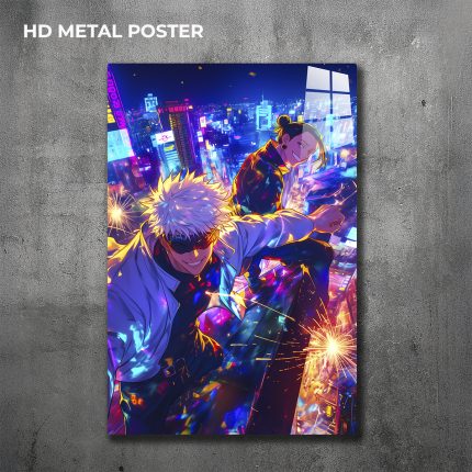 Gojo & Geto custom metal print with vibrant anime artwork