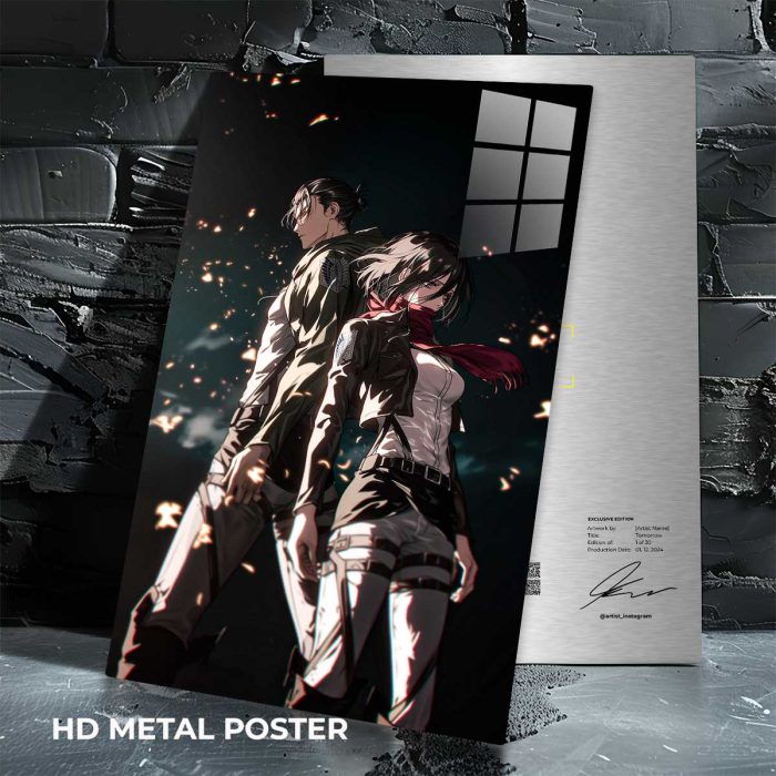 Eren x Mikasa Custom Metal Print | Attack on Titan Wall Art