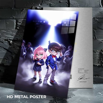Anya & Conan custom metal print with vibrant anime artwork