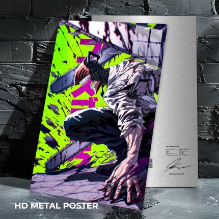 Chainsaw Man custom metal print with vibrant anime artwork